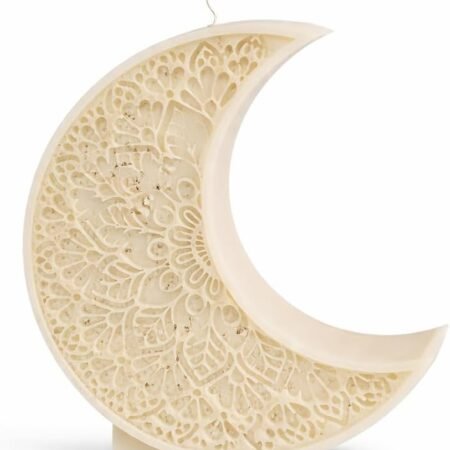Crescent Moon Sculptural Candle, Mandala Moon Decor, Aesthetic Home Accent, Handmade Soy Gift, Modern Minimalist Decor
