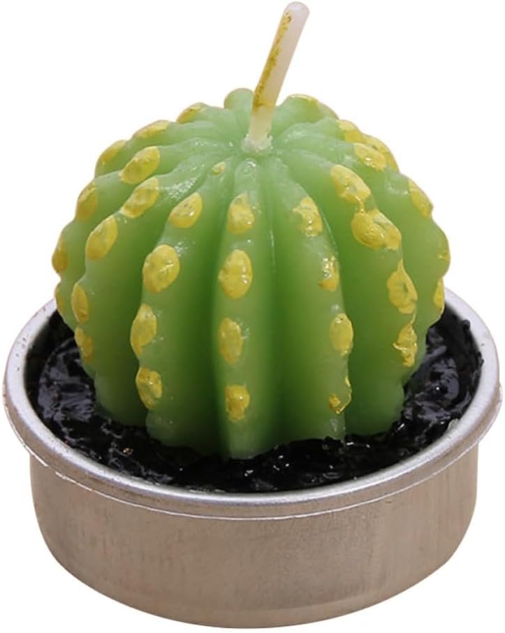 Green Cactus Shaped Candle Xmas Simulation Plant Tea Light