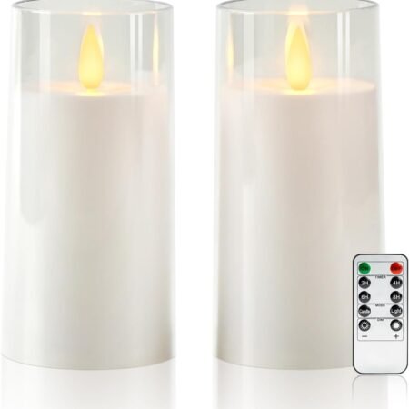 Flameless Electronic Pillar Candles with Remote Control and Timer