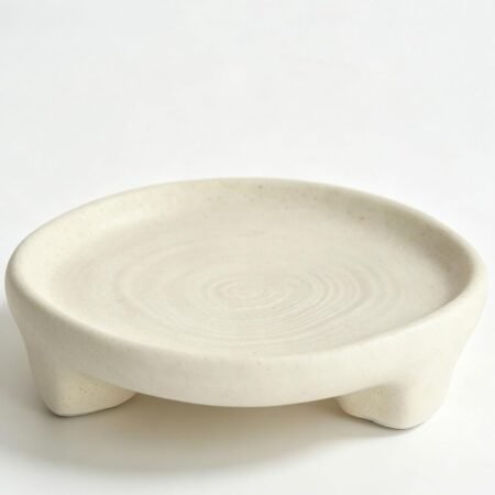 Stoneware Handmade Pillar Candle Holder Tray,Rustic Ceramic Candle Plate Holder,5" Candle Holder Stand for Pillar Candle,Home Decor for Living Room&Table&Centerpiece,Farmhouse Decor,Pottery Decor