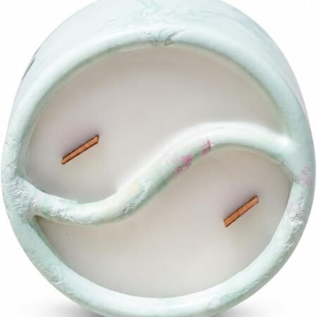 Yin Yang Soy Wax Candle, Mint Pink Marbled Vessel