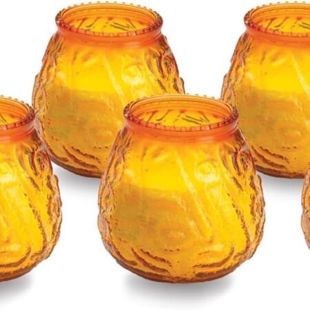 Wax Candles, 45-Hour Burn, Amber, 6 Pack