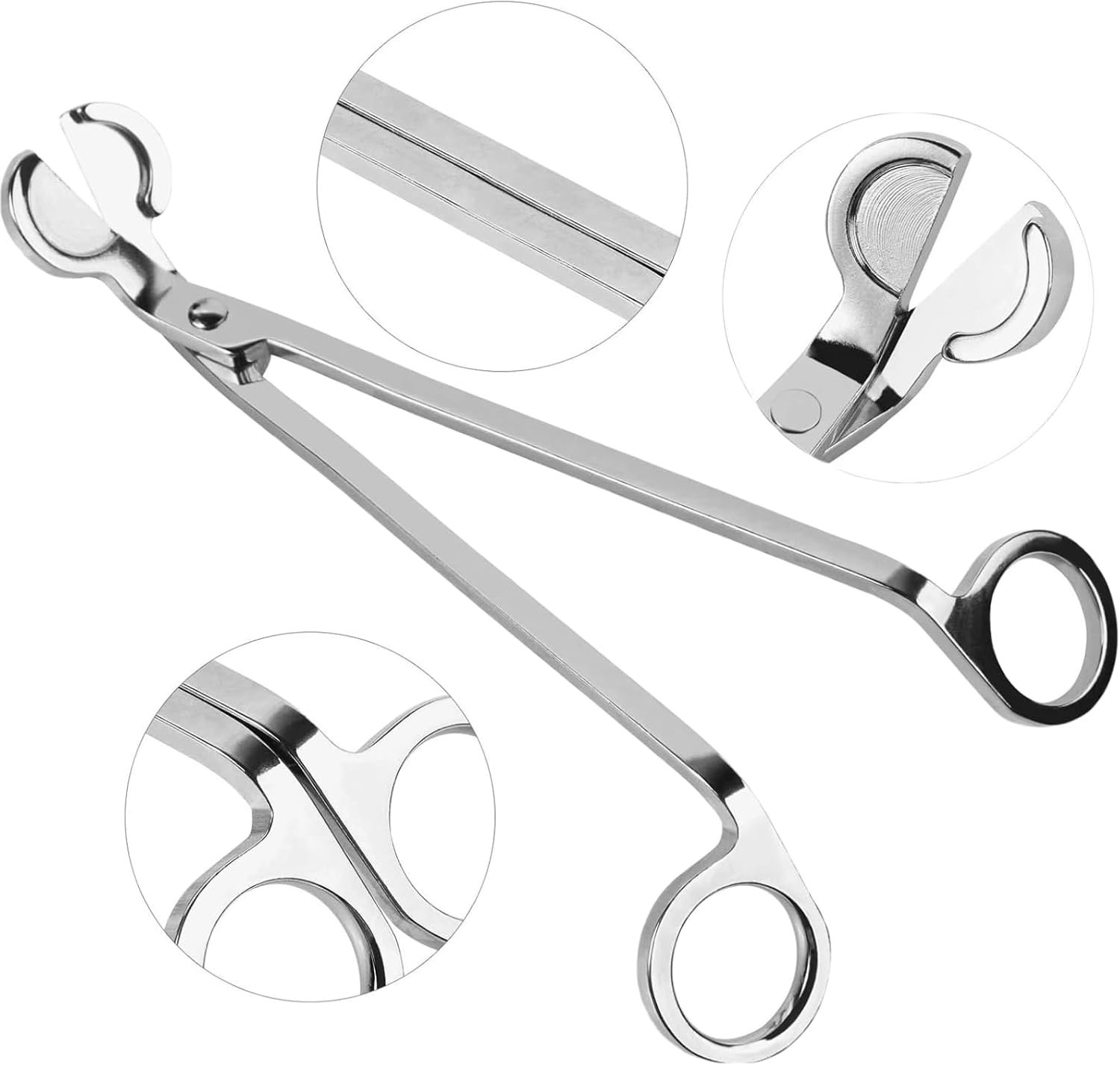 Candle Wick Trimmer and Snuffer Set, 7.09 inch Scissors with Hook, Stainless Steel - Image 2