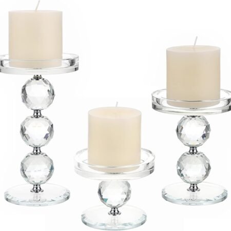 Crystal Glass Pillar Candlestick Holders Pillar Candle Holders Sets