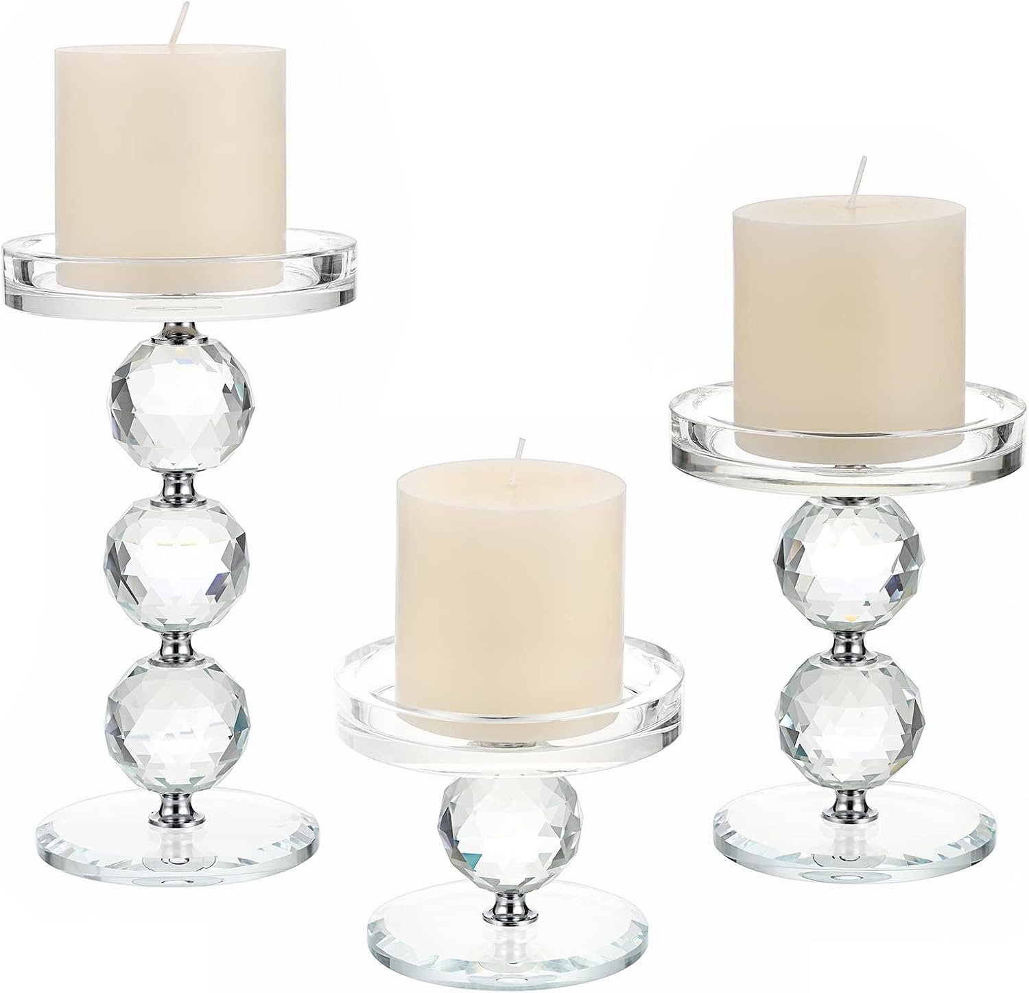 Crystal Glass Pillar Candlestick Holders Pillar Candle Holders Sets