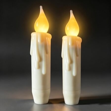 Short Battery Operated Taper Candles with Timer,Wax Flameless Taper Candle