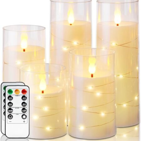 Flickering Flameless Candles, Ivory LED Pillar Candles with Remote