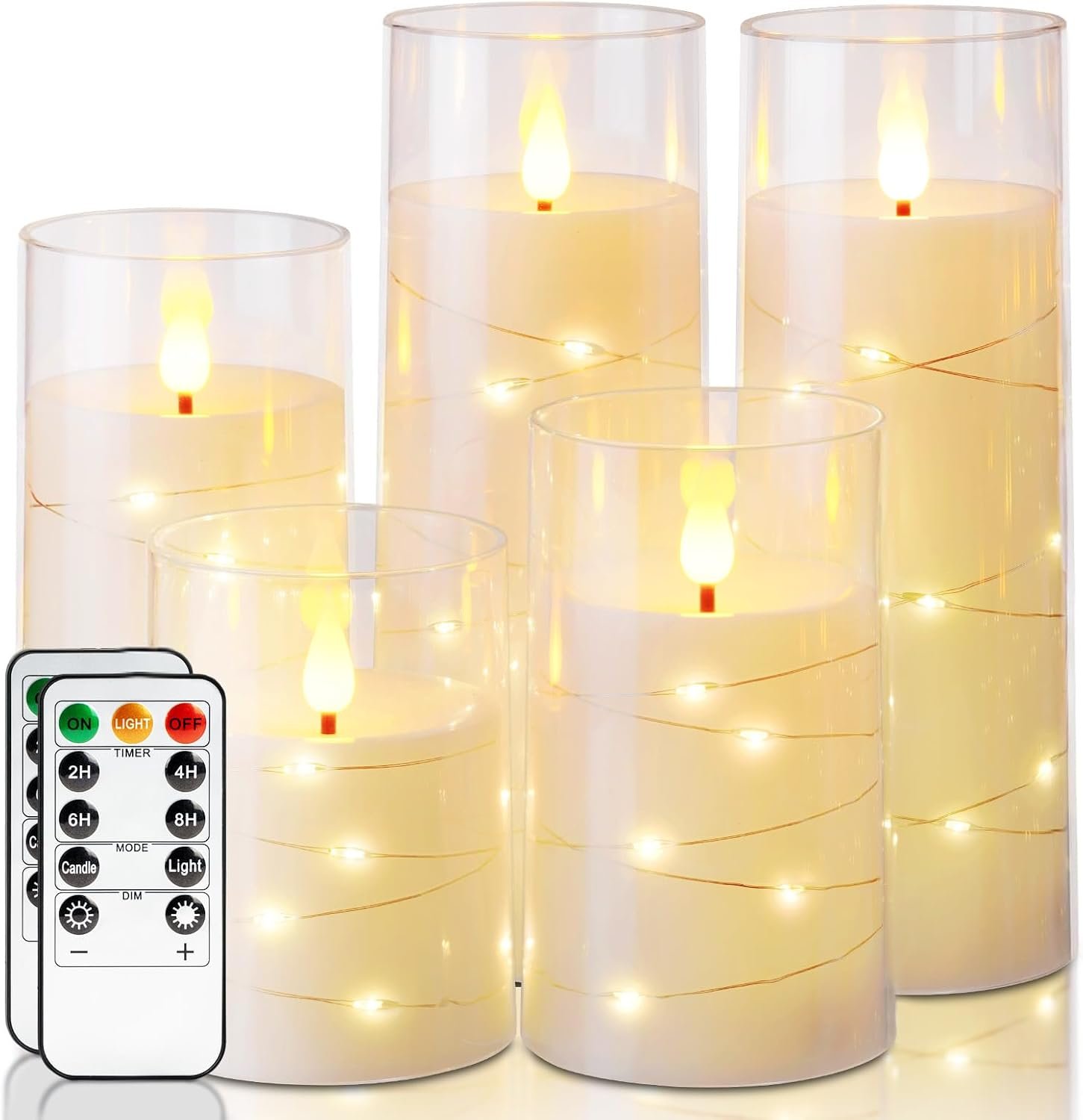 Flickering Flameless Candles, Ivory LED Pillar Candles with Remote