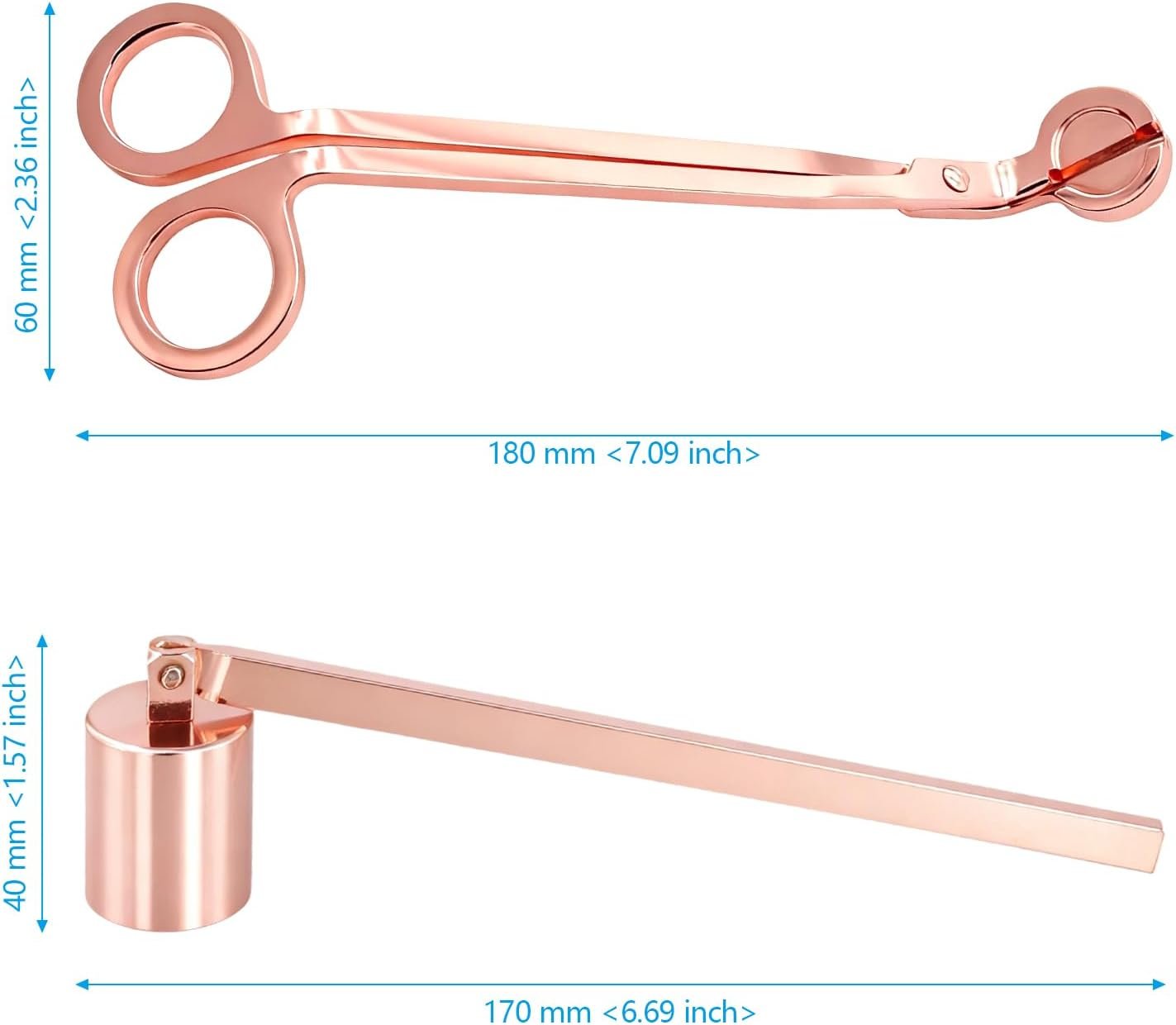 Candle Snuffer and Wick Trimmer Set of 4, Rose Gold - Image 2