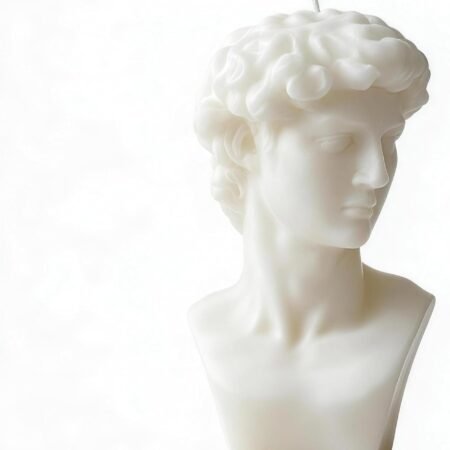 David Bust Statue Scented Candle,110g Greek Decor for Shelf Decor (White)