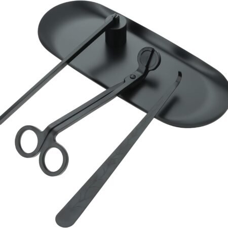 4 in 1 Candle Tool Set, Black Wick Trimmer Snuffer Dipper with Tray