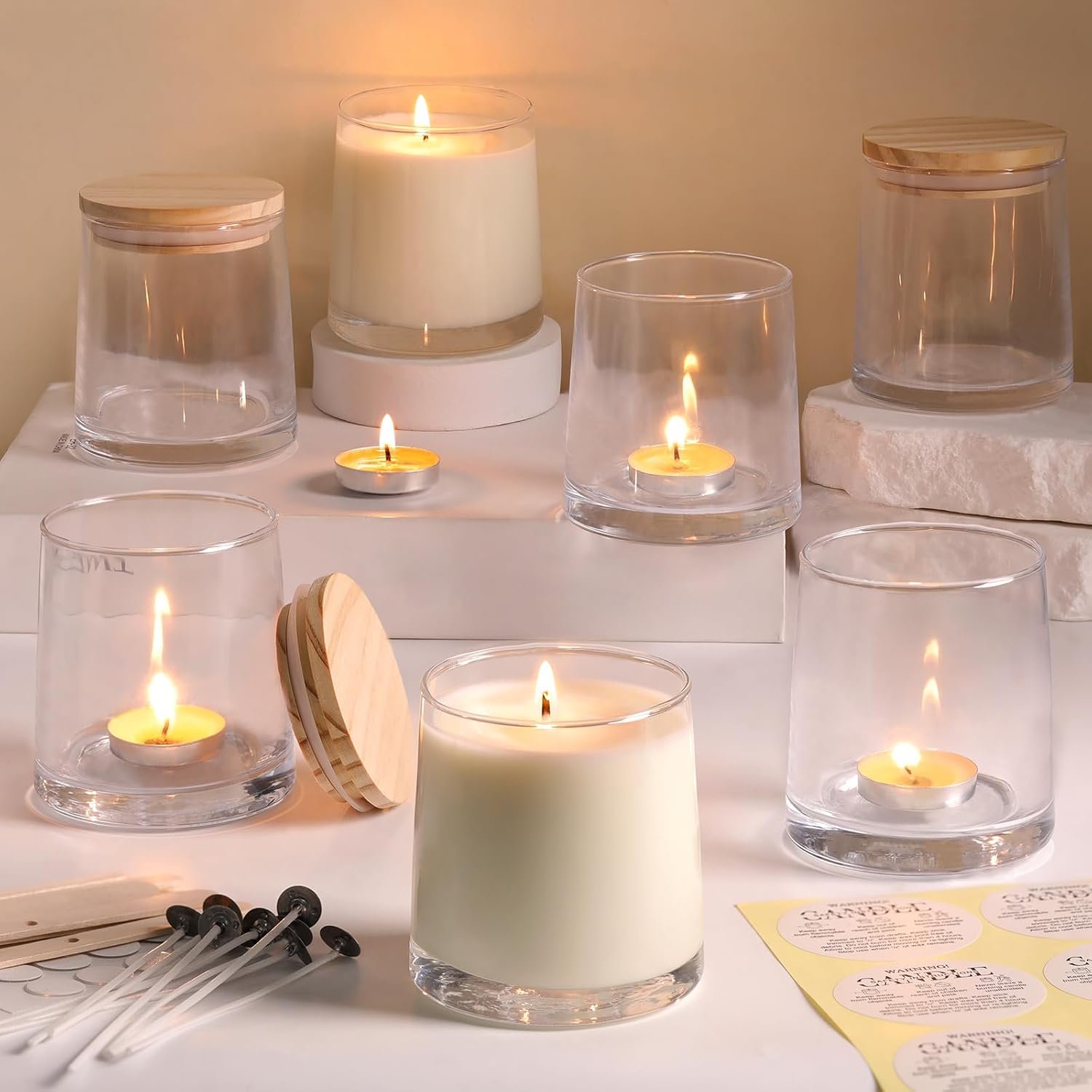 9.5oz Candle Jars, 12Pack Clear Candle Jars for Candle Making for DIY