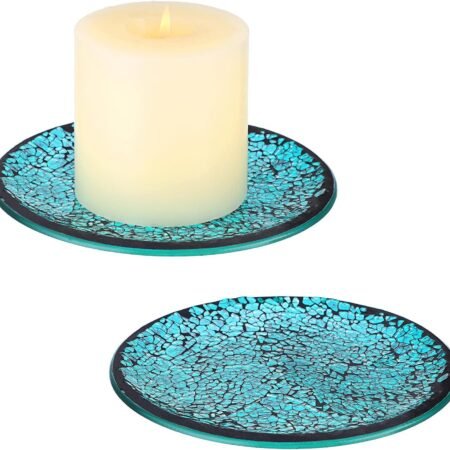 Glass Pillar Candle Holder Plates Round Candle Trays