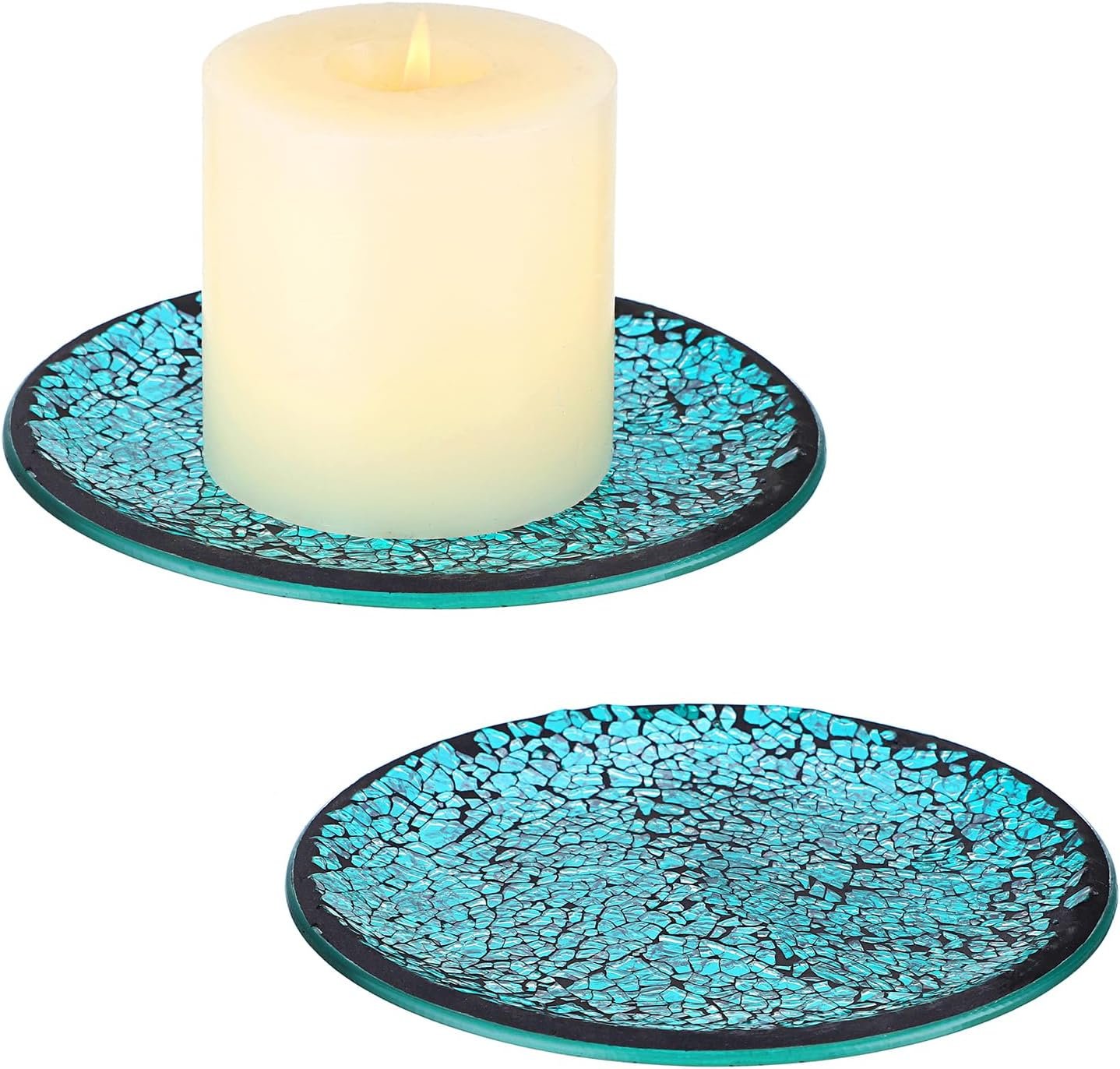Glass Pillar Candle Holder Plates Round Candle Trays