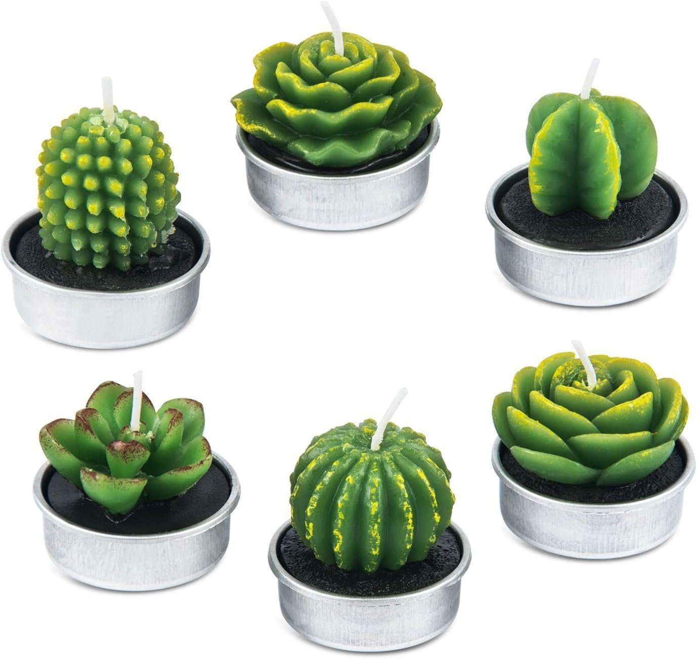 Handmade Cactus Tealight Candles (6 Pcs)
