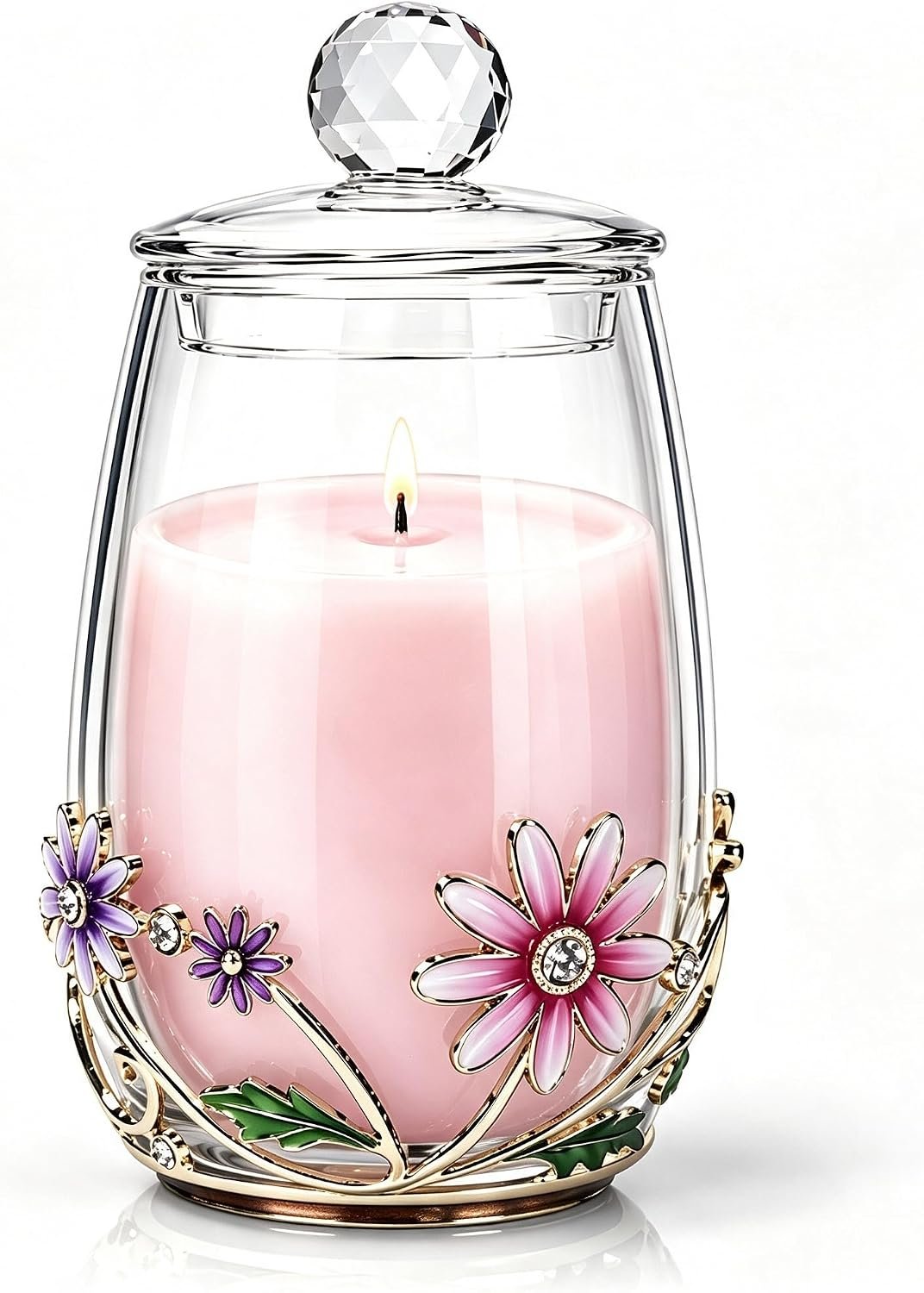 Gardenia scentend Candles Gifts for Women,Crystal Lid Gift Jar