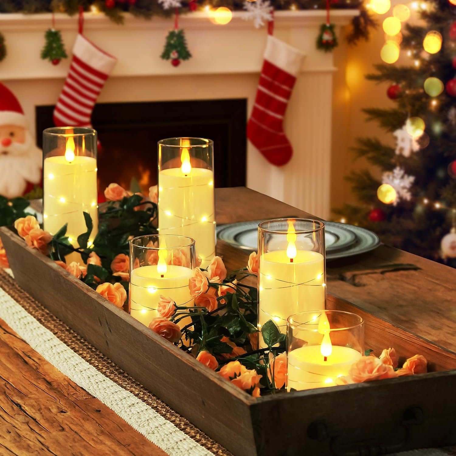 Flickering Flameless Candles, Ivory LED Pillar Candles with Remote - Image 2