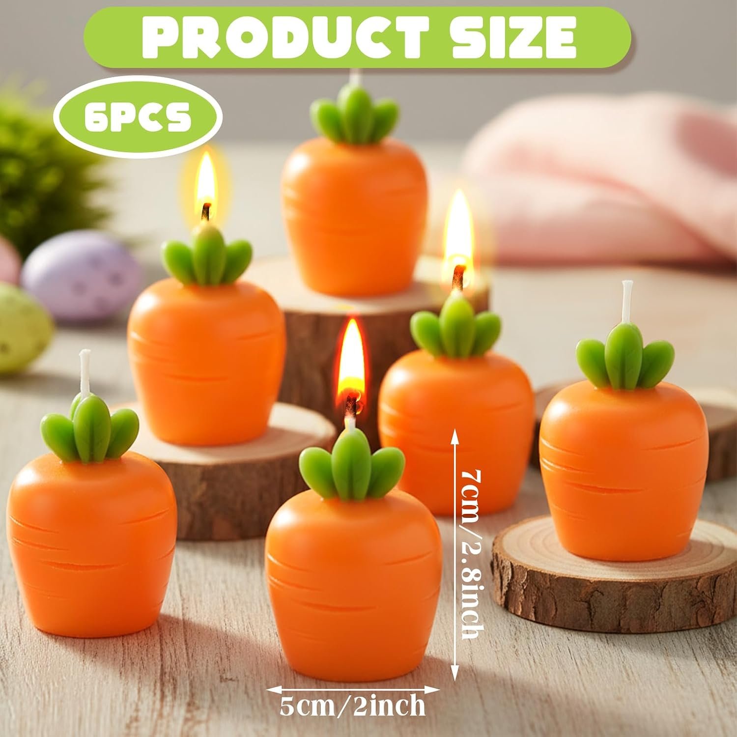 6 Pcs Carrot Candle Halloween Decoration for Home Fall Harvest Table Decor - Image 2