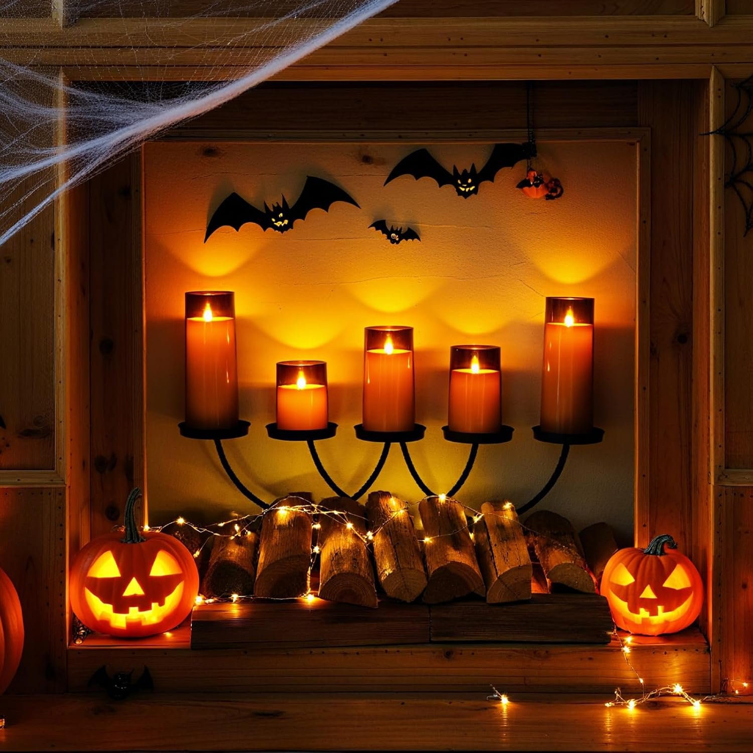 Gray Flickering Flameless Candles, Battery Operated Acrylic LED Pillar Candles with Remote Control and Timer, Halloween Decor, Set of 5 - Image 2