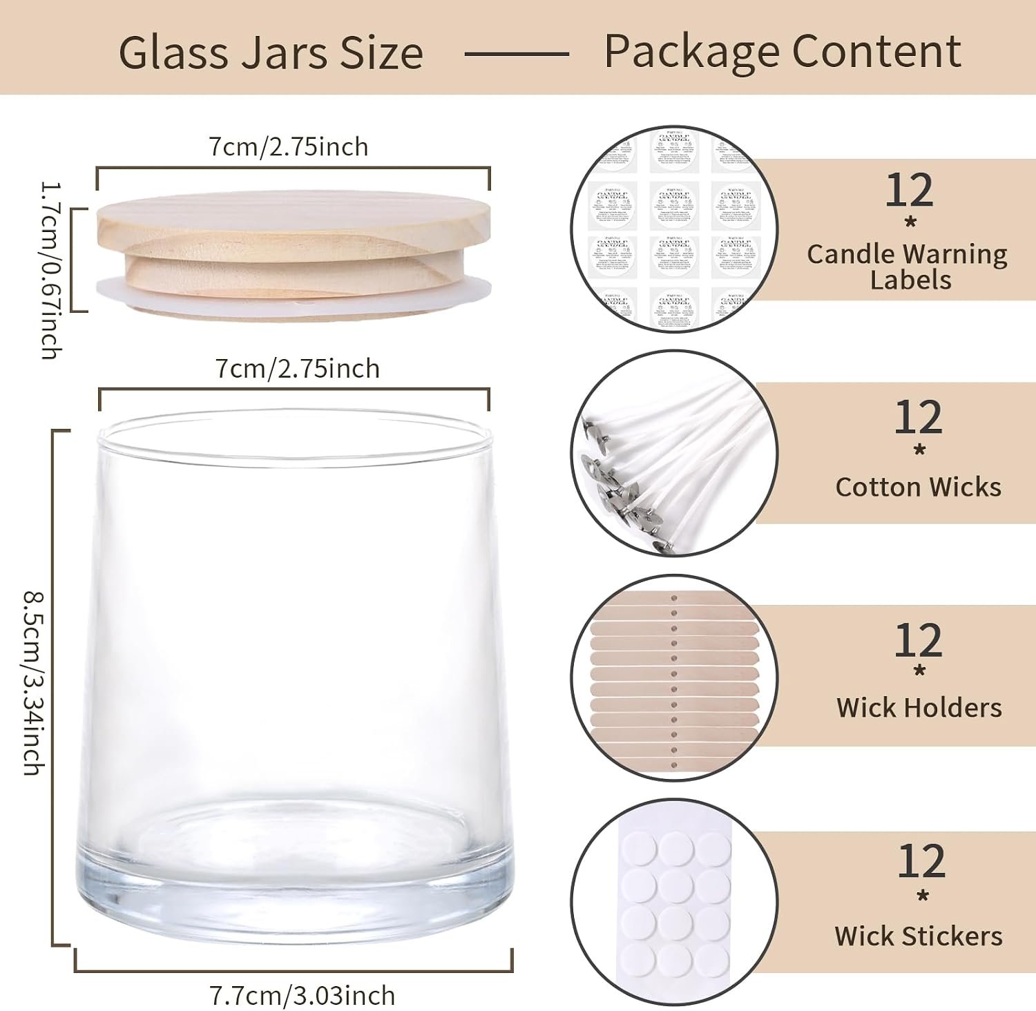 9.5oz Candle Jars, 12Pack Clear Candle Jars for Candle Making for DIY - Image 2