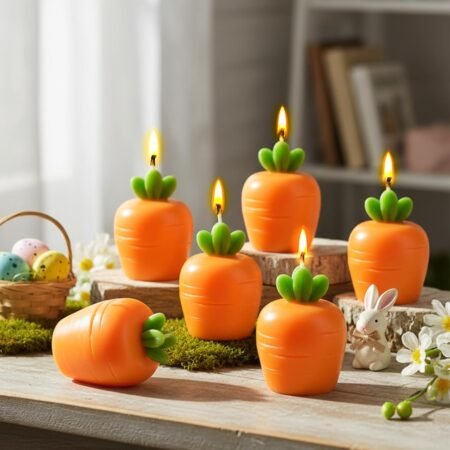 6 Pcs Carrot Candle Halloween Decoration for Home Fall Harvest Table Decor