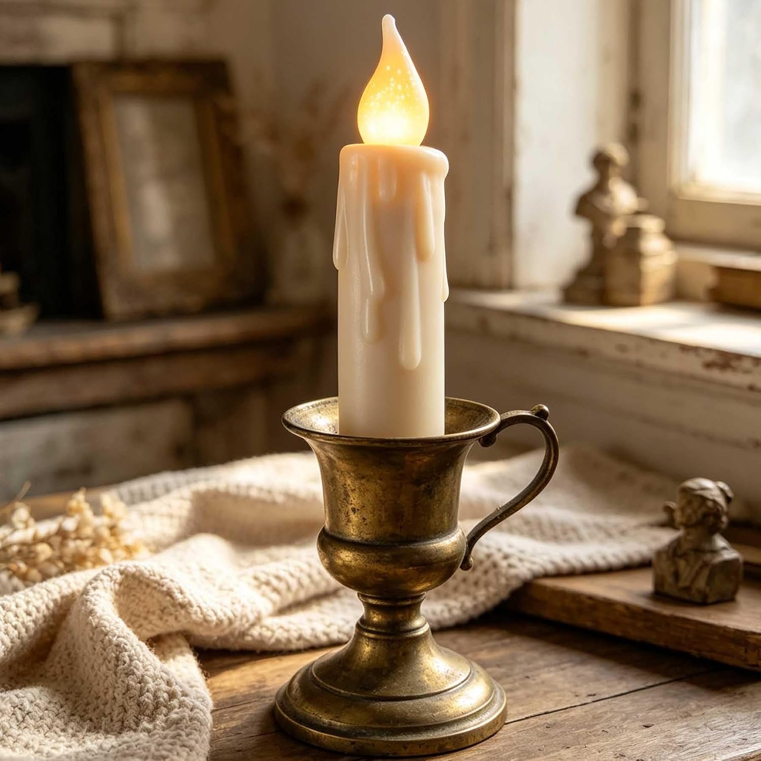 Short Battery Operated Taper Candles with Timer,Wax Flameless Taper Candle - Image 2