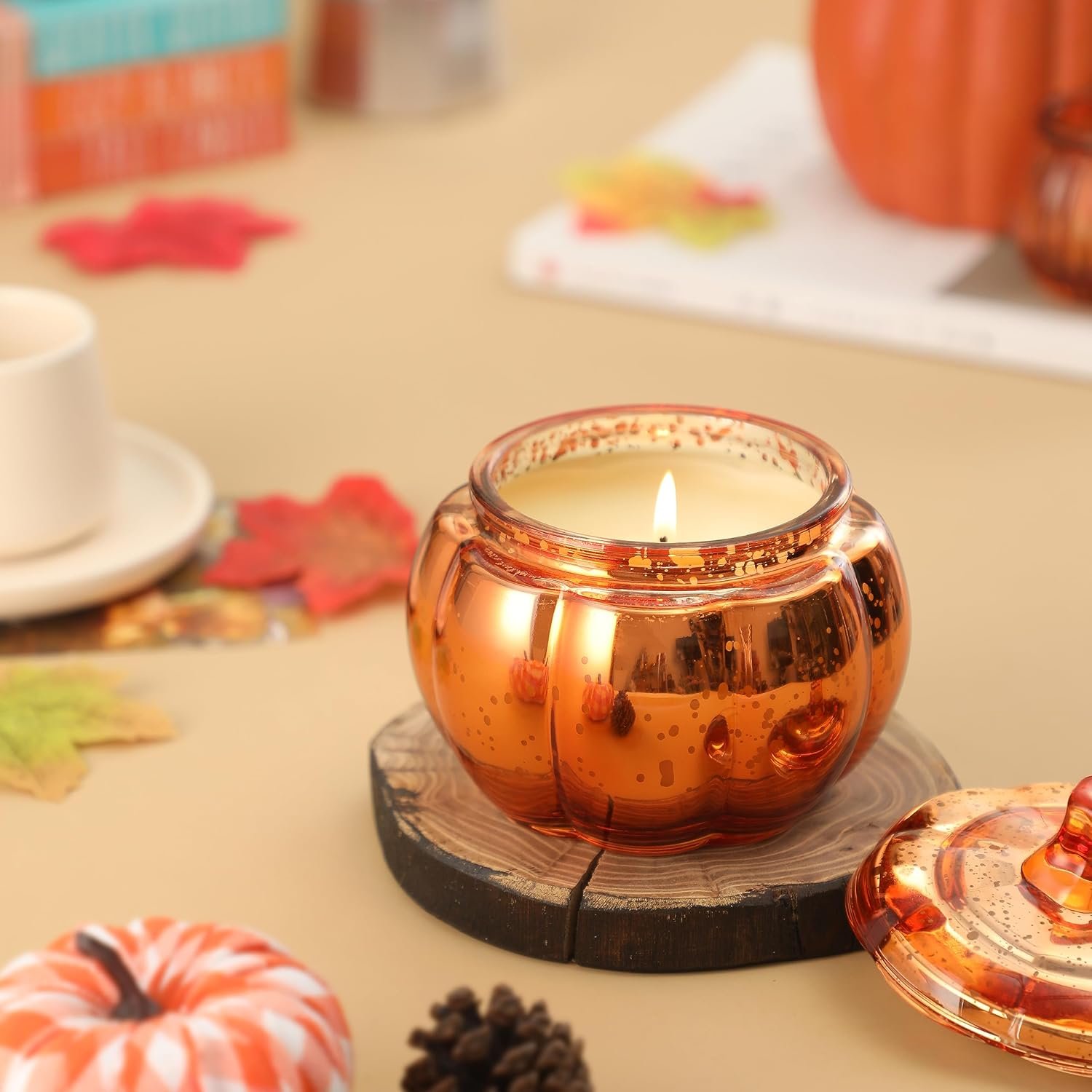 Fall Pumpkin Shaped Candle Pumpkin Spice Candles 12oz - Image 2
