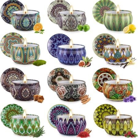 Scented Candles Gift Set, 12 Pack Travel Tin Candle Set, Gifts for Women