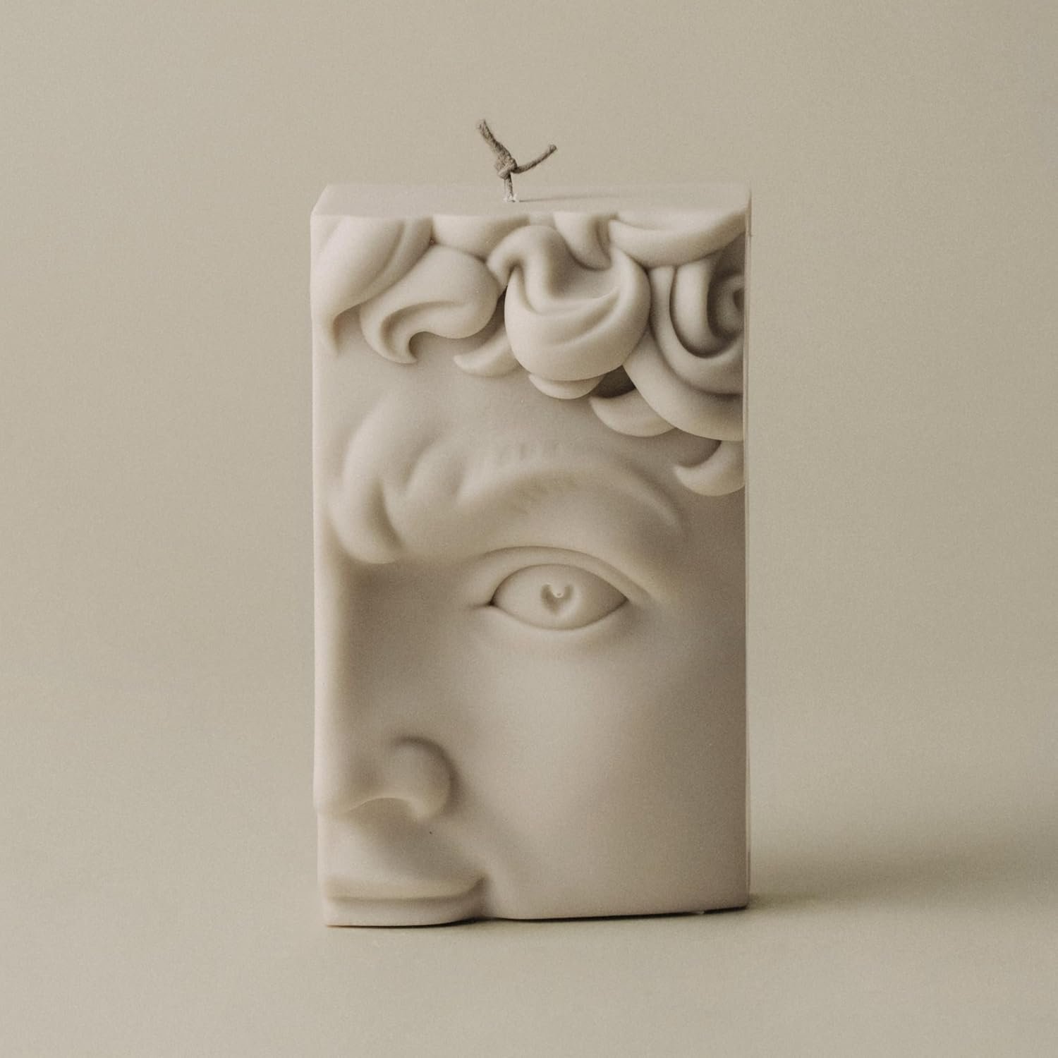 David's Half Face Candle - Large Beautiful Handmade Pillar Scented Soy Wax Candle Elegant Aesthetic Candle Housewarming Gift Home Room Shelf Decor Idea (Moon Gray)