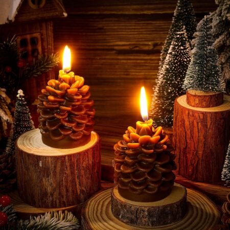 2 Pcs Pine Cone Scented Candles Holiday,Christmas Pine Cone