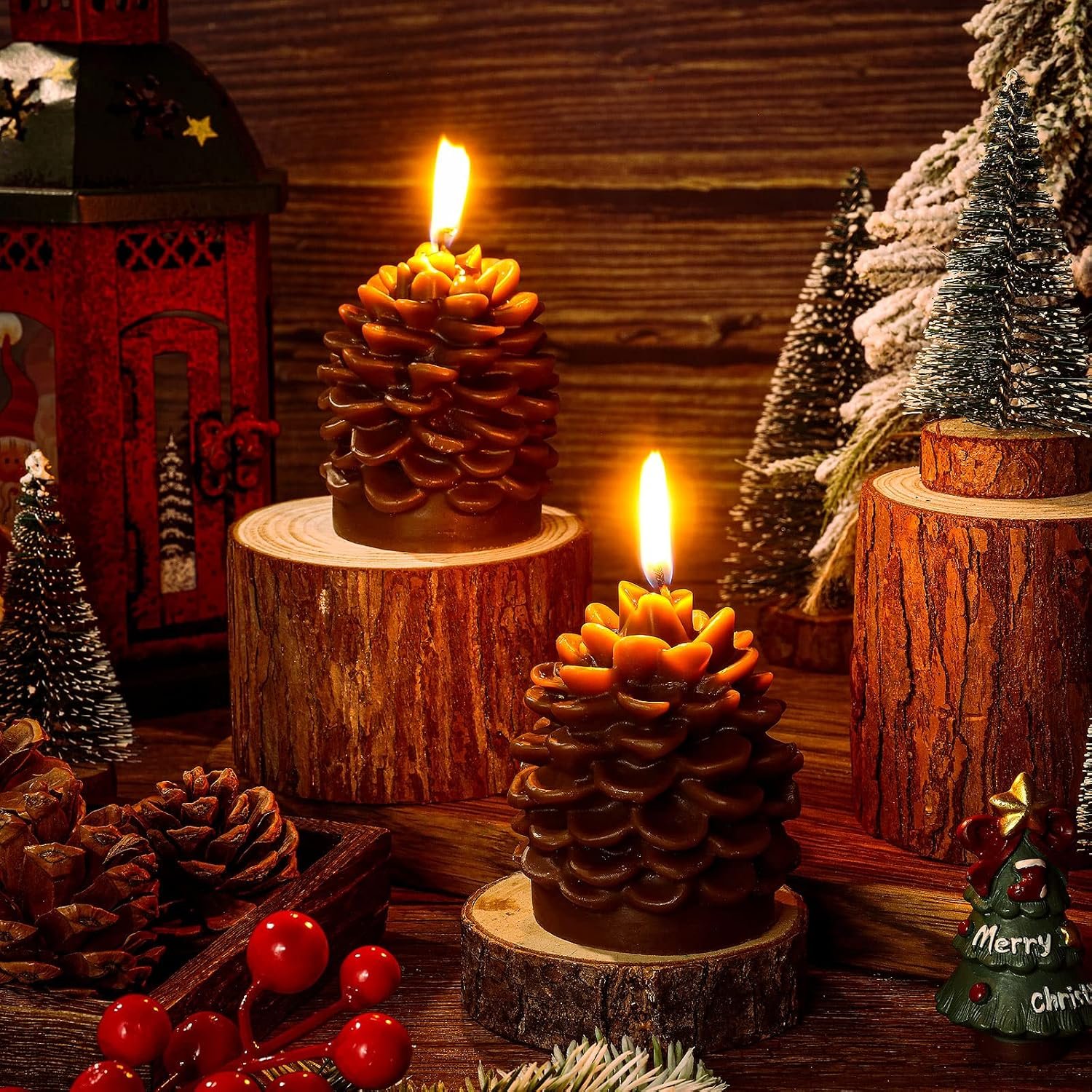 2 Pcs Pine Cone Scented Candles Holiday,Christmas Pine Cone - Image 2