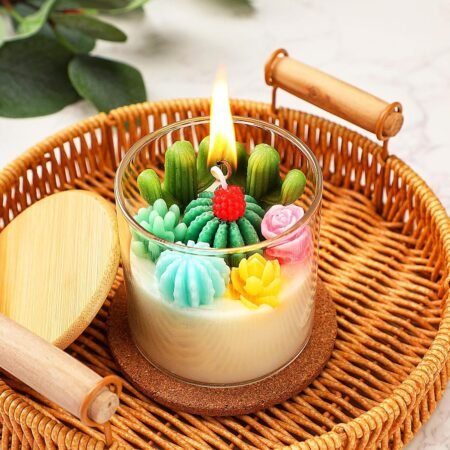 Succulent Cactus Candles Gift 3.15 Inch Scented Decorative, Pastel