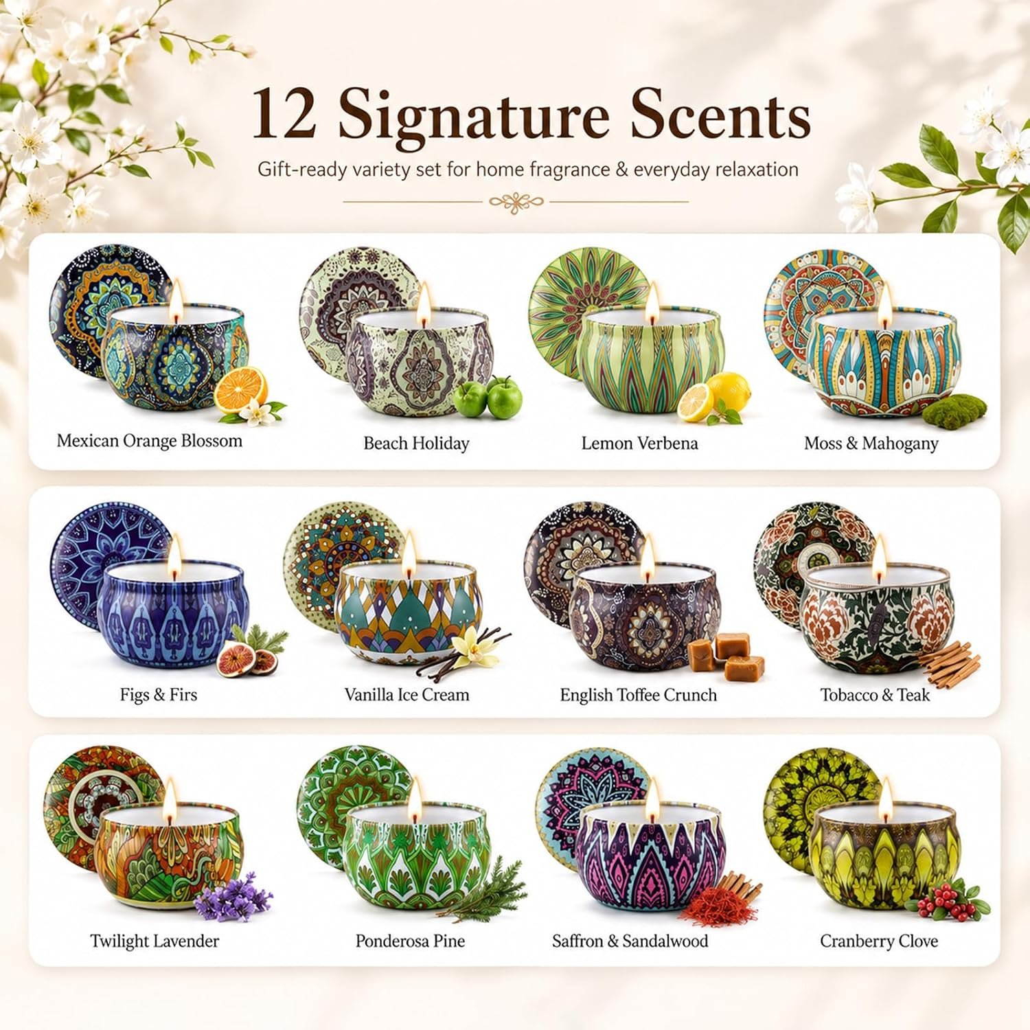 Scented Candles Gift Set, 12 Pack Travel Tin Candle Set, Gifts for Women - Image 2