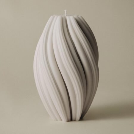 Swirl Candle — Large Handmade Sculptural Soy Pillar Candle for Coffee Table & Shelf Decor, Unscented Aesthetic Home Accent